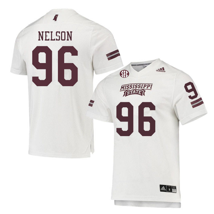 Men #96 Gavin Nelson Mississippi State Bulldogs College Football Jerseys Sale-White